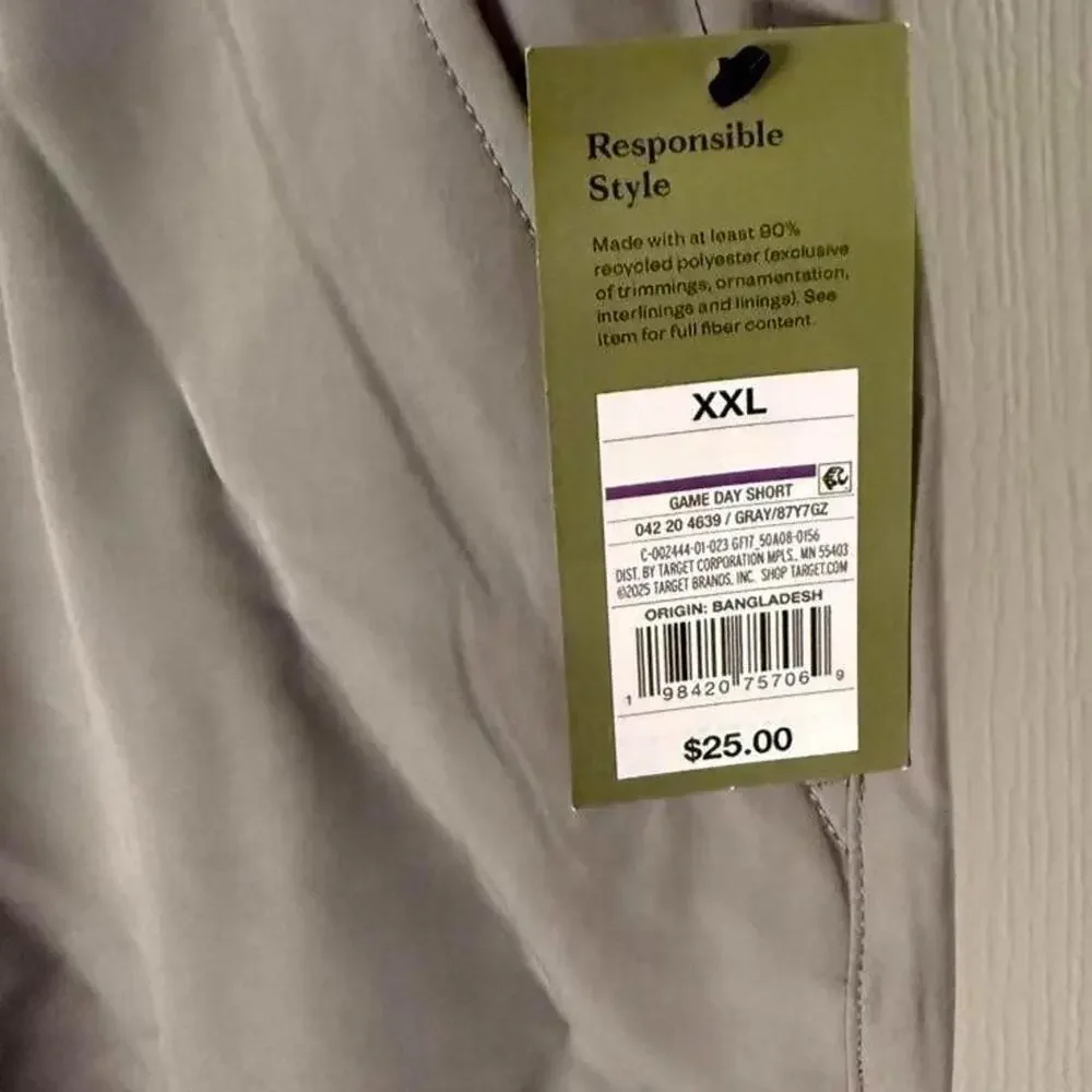 Mens gray drawstring shorts brand